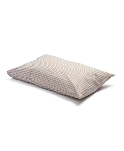 Piglet In Bed Small Gingham Check Pillowcase Pair - Queen In Neutral