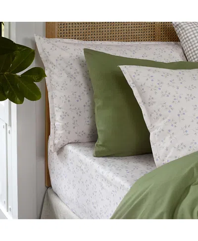 Piglet In Bed Spring Sprig Printed Cotton Fitted Sheet, Twin In White
