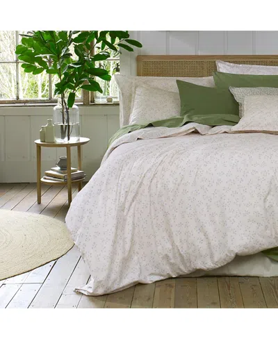 Piglet In Bed Spring Sprig Printed Cotton Flat Sheet, Full In White