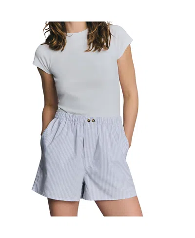 Piglet In Bed Stripe Cotton Boxer Shorts In Blue