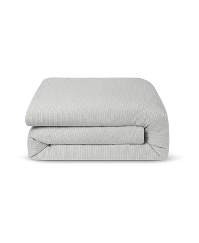 Piglet In Bed Stripe Linen Blend Duvet Cover, Twin In Gray