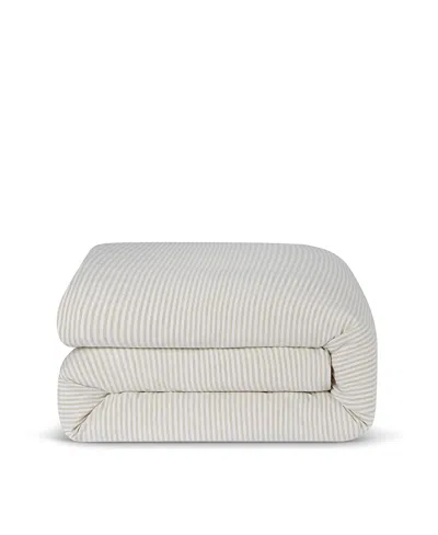 Piglet In Bed Stripe Linen Duvet Cover, Twin In White