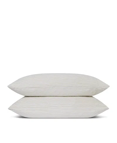 Piglet In Bed Stripe Linen Pillowcase Pair, Standard In White