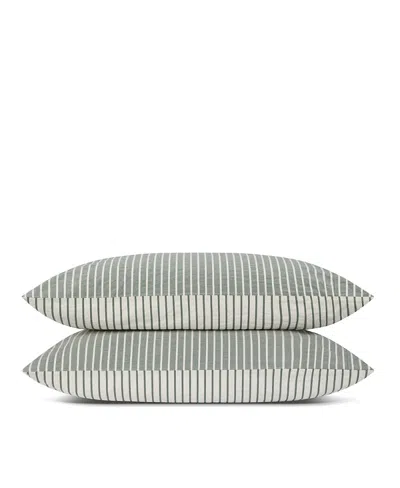 Piglet In Bed Textured Stripe Cotton Pillowcase Pair, Queen In Gray