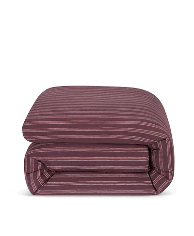 Piglet In Bed Walderton Stripe Linen Duvet Cover, King In Burgundy