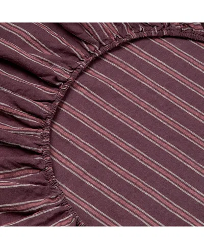 Piglet In Bed Walderton Stripe Linen Fitted Sheet, Full In Brown