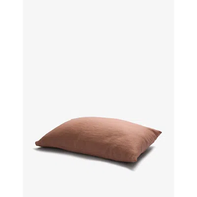 Piglet In Bed Warm Clay Envelope-closure Super King Linen Pillowcases 50cm X 90cm In Brown