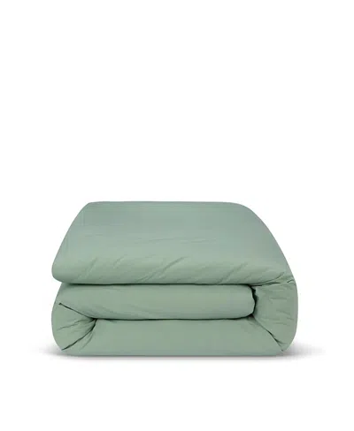 Piglet In Bed Washed Cotton Percale Duvet Cover, Queen In Green