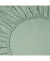 Piglet In Bed Washed Cotton Percale Fitted Sheet, Queen In Green