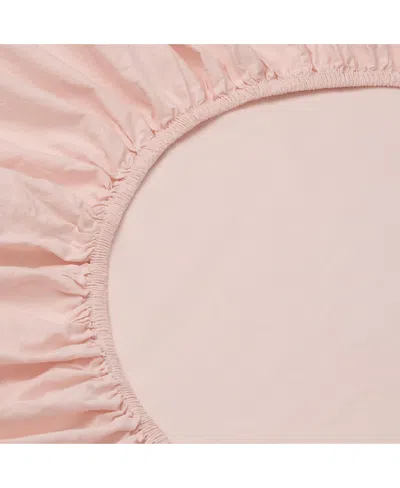 Piglet In Bed Washed Cotton Percale Fitted Sheet, Queen In Pink