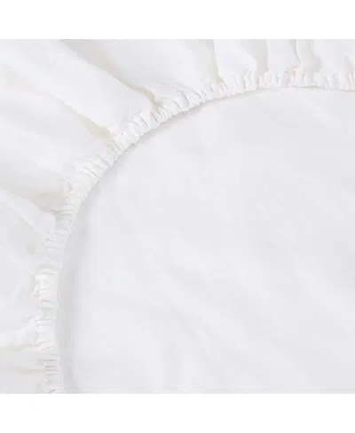Piglet In Bed Washed Cotton Percale Fitted Sheet, Queen In White