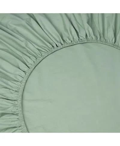 Piglet In Bed Washed Cotton Percale Fitted Sheet, Twin In Green