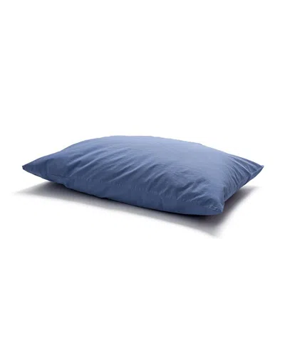 Piglet In Bed Washed Cotton Percale Pillowcase Pair, Square In Cove Blue