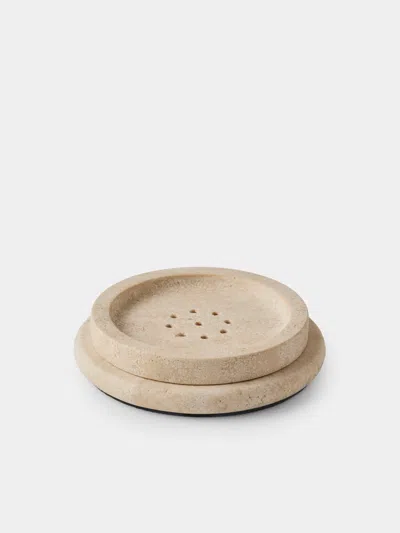 Pigment France Courbet Travertine Soap Dish In Brown