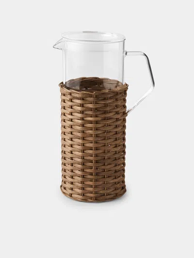 Pigment France Marseille Leather And Rattan Glass Pitcher (42oz/1.2l)