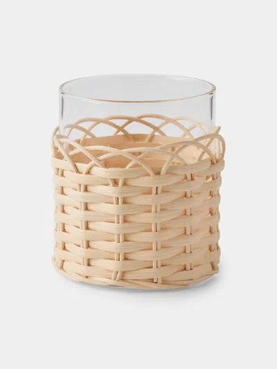 Pigment France Wideville Rattan Table Candle Holder In Neutral