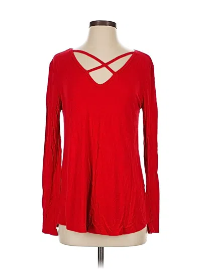 Pre-owned Piko Long Sleeve Top Red Keyhole Neckline Tops