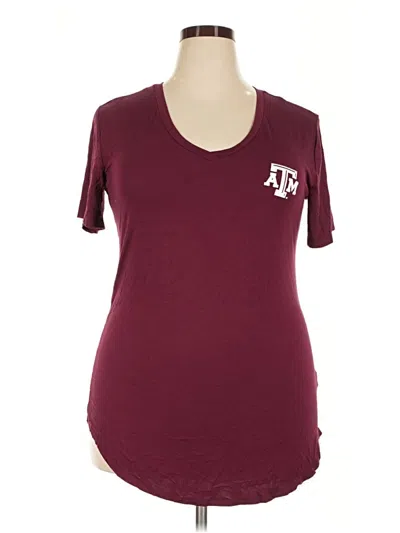 Pre-owned Piko Short Sleeve Top Burgundy Scoop Neck Tops