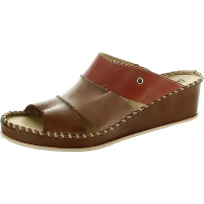Pikolinos Agudulce Womens Cut-out Leather Wedge Sandals In Brown