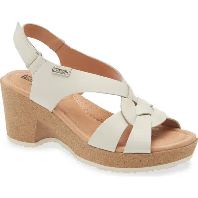 Pikolinos Arenales Wedge Slingback Sandal In White