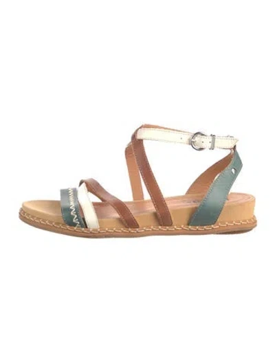 Pre-owned Pikolinos Leather Colorblock Pattern Gladiator Sandals In Brown