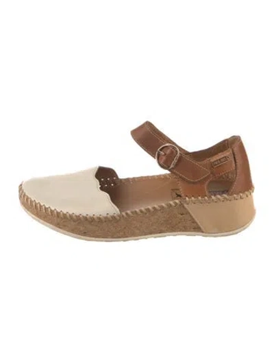 Pre-owned Pikolinos Leather Mary Jane Flats In Brown/neutrals