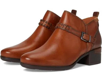Pikolinos Malaga Boots Women's Us 6.5-7 Brown Leather Ankle Block Heel Rhs3015