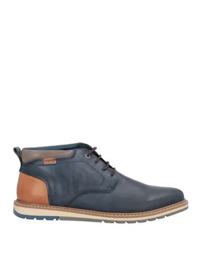 Pikolinos Man Ankle Boots Navy Size 11 Leather In Blue