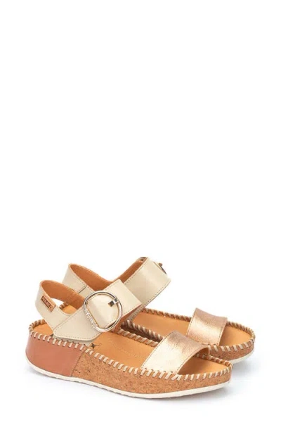 Pikolinos Marina Wedge Sandal In Gold