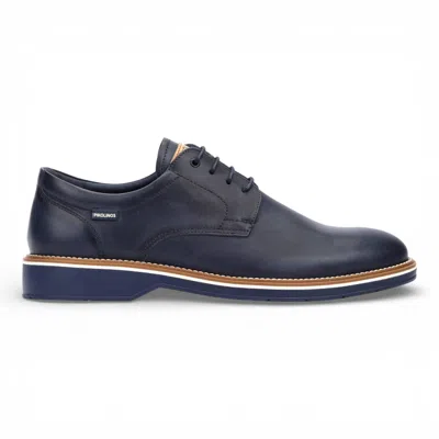 Pikolinos Men's Blue Leather Lace-up Derby Comfort Shoes - Claret