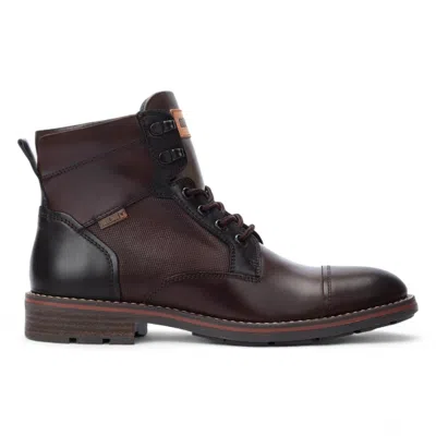 Pikolinos Men's Cuero Brown Leather Zip & Lace Up Ankle Boots - York