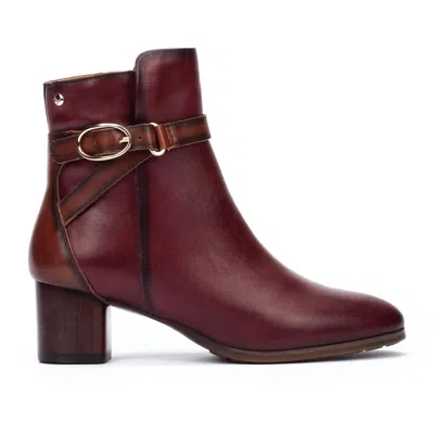 Pikolinos Women's Ankle Boots With Buckle In Garnet In Burgundy