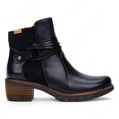 Pikolinos Women's Arcilla Red Leather Zipped Heel Ankle Boots - San Sebastián In Blue