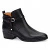 Pikolinos Women's Black Leather Ankle Bootie Zip Heel Boots - Daroca In Black