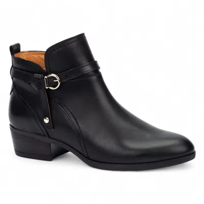 Pikolinos Women's Black Leather Ankle Bootie Zip Heel Boots - Daroca