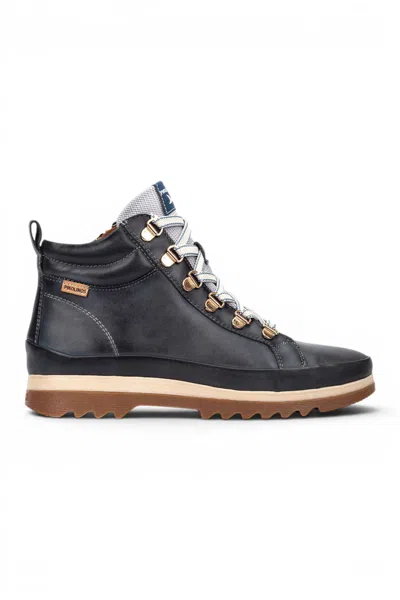 Pikolinos Women's Blue Leather Trainers Sneaker Winter Lace-up Boots - Vigo In Black