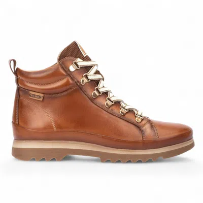 PIKOLINOS PIKOLINOS WOMEN'S BRANDY BROWN LEATHER ANKLE TRAINERS BOOTS - VIGO