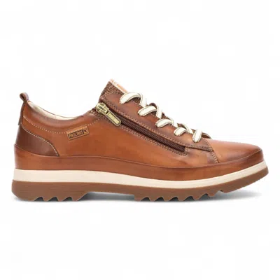 Pikolinos Women's Brandy Brown Leather Laces & Zipper Trainers - Vigo