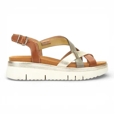 Pikolinos Women's Brown Leather Extra-light Summer Wedge Sandals - Palma
