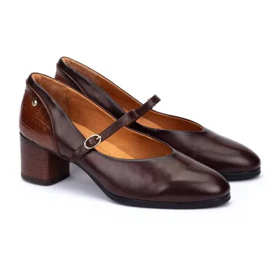 Pikolinos Women's Calafat Block Heel Mary Jane In Caoba In Brown