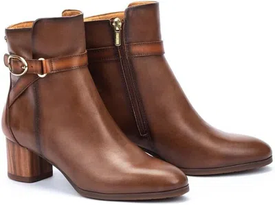 Pre-owned Pikolinos Women's Calafat Leather Bootie In Topo