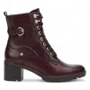 Pikolinos Women's Caoba Brown Leather Mid-heel Combat Ankle Boots - Llanes In Multi