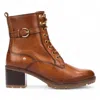 Pikolinos Women's Caoba Brown Leather Mid-heel Combat Ankle Boots - Llanes In Multi