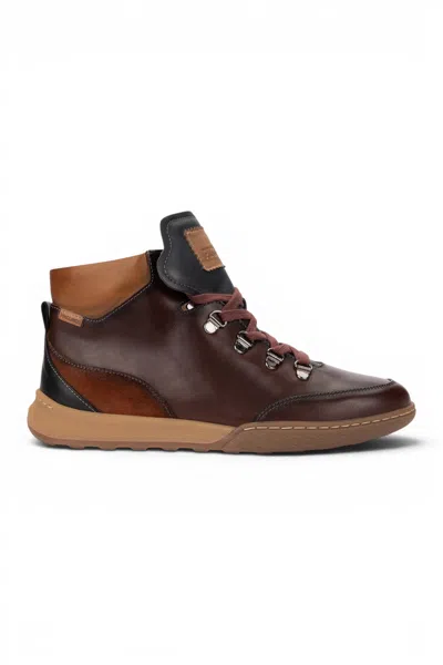 Pikolinos Women's Caoba Red Leather Lace-up Sneakers Trainer Shoes - Viana In Brown