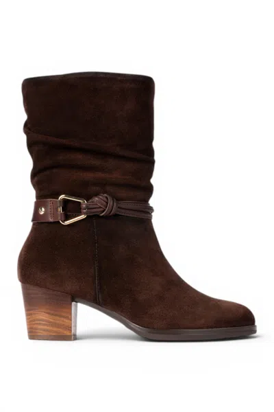 Pikolinos Women's Dark Brown Leather Mid-calf High Boots - Zamora
