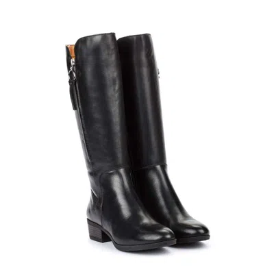 Pre-owned Pikolinos Women's Daroca Premium Leather Knee High Boots Riding Boots In Black