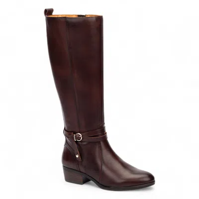 Pikolinos Women's Knee High Tall Caoba Brown Leather Boots - Daroca