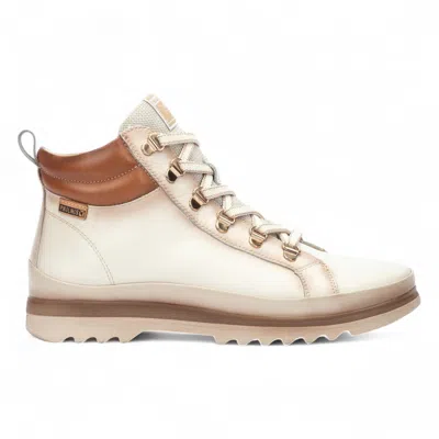 Pikolinos Women's Nata White Leather Ankle Trainers Boots - Vigo