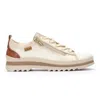 Pikolinos Women's Nata White Leather Laces & Zipper Trainers - Vigo In Animal Print
