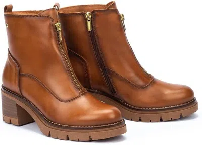 Pre-owned Pikolinos Women's Soria Leather Bootie In Brandy In Brown